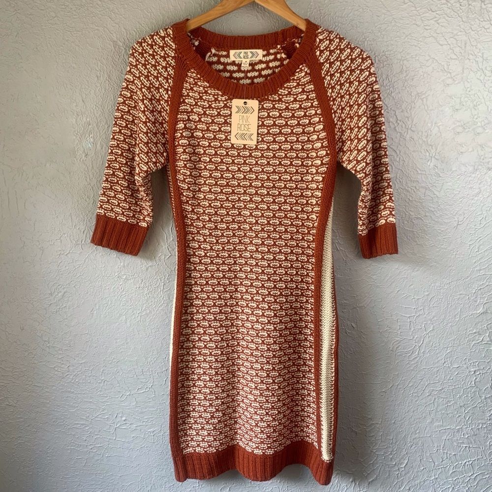 Pink Rose Womens Sz Medium BodyCon Sweater Dress